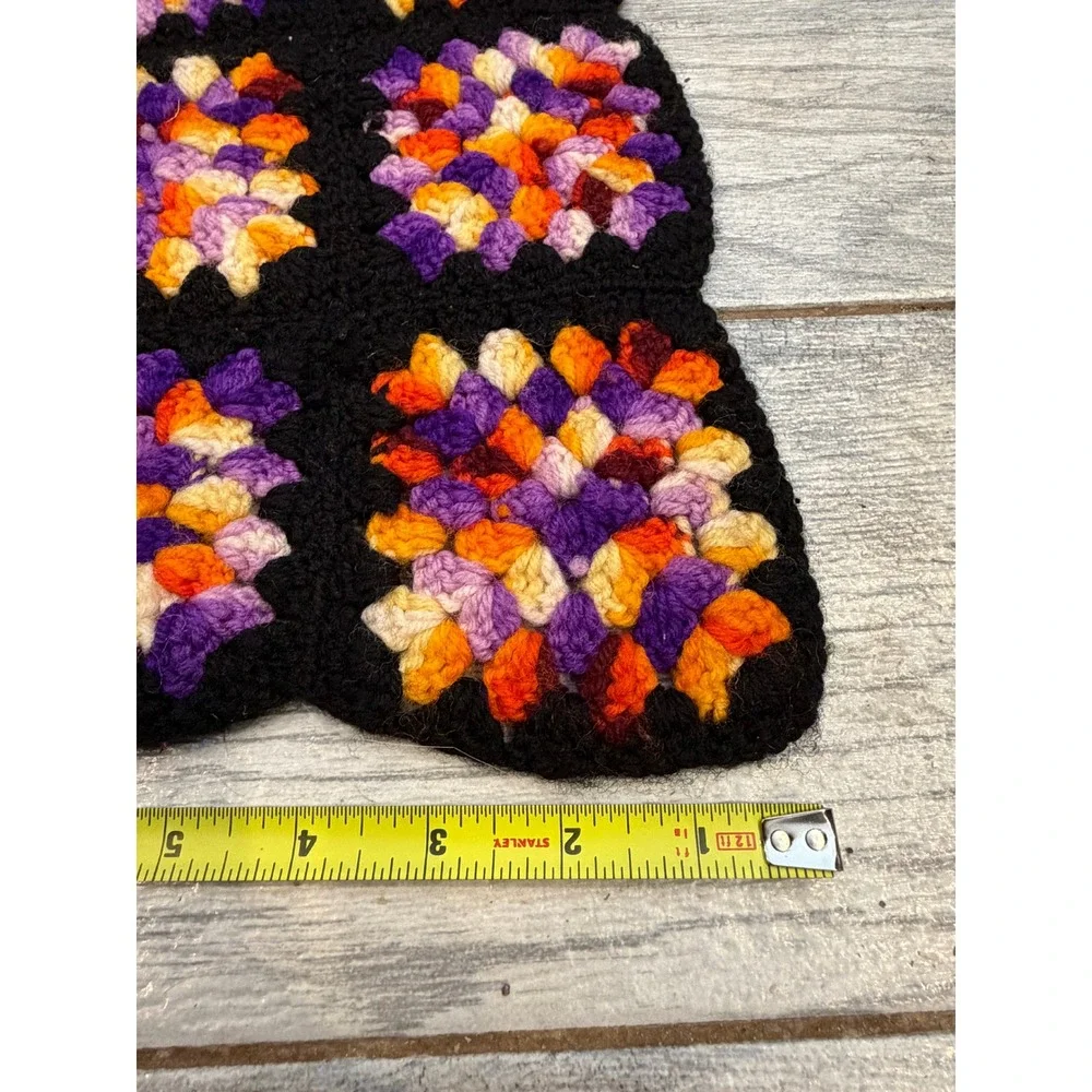 Crochet Granny Square Blanket Halloween Holiday Afghan Throw Handmade Vintage